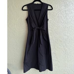 THEORY Women's Wrap Tie Front Sheath Dress Size 4 Black Stretch Sleeveless